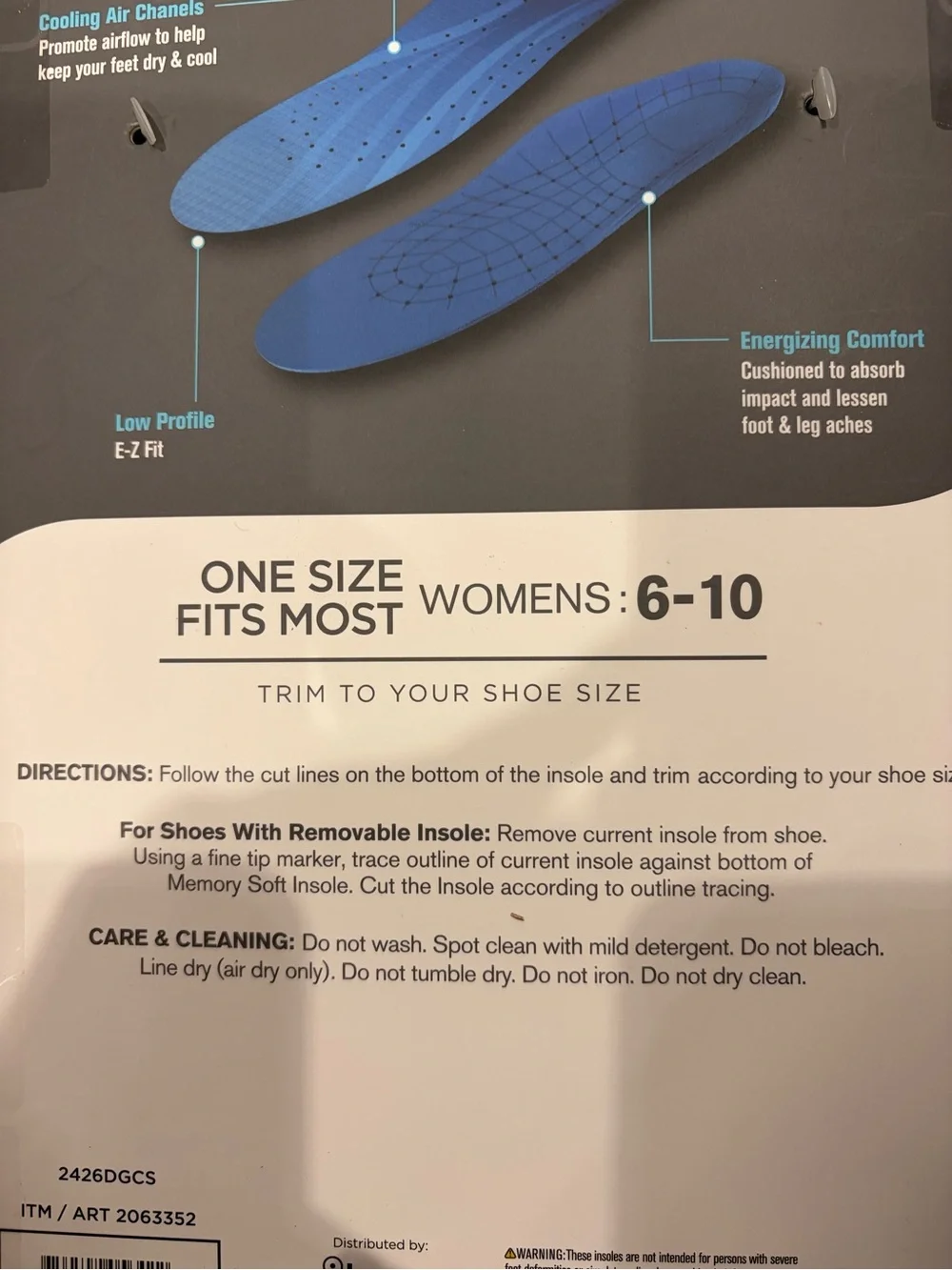 Copper Fit Energy Foam Insoles - Blue women’s comfort support 2 pairs